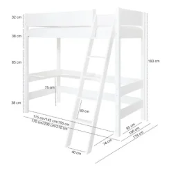 Manis-h GRETE Combi Hoogslaper Met Schuine Ladder - 90 x 160 cm Outlet