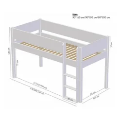 Manis-h SOL Combinatie Halfhoog Bed Met Lattenbodem - 90 x 160 cm Discount