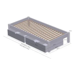 Manis-h ULL Combinatiebed Met Lattenbodem En 2 Lades - 90 x 200 cm Sale