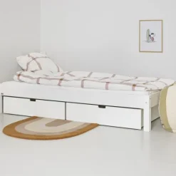 Manis-h ULL Combinatiebed Met Lattenbodem En 2 Lades - 90 x 200 cm Sale