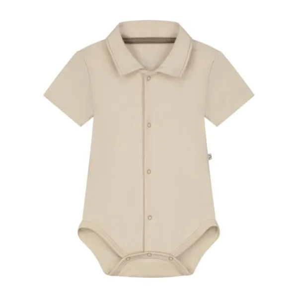 Mats & Merthe Lasse Romper met Korte Mouw - 1 Mnd - Buttermilk New