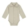 Mats & Merthe Noah Romper Met Kraag Lange Mouw light Brown 1 Mnd Outlet