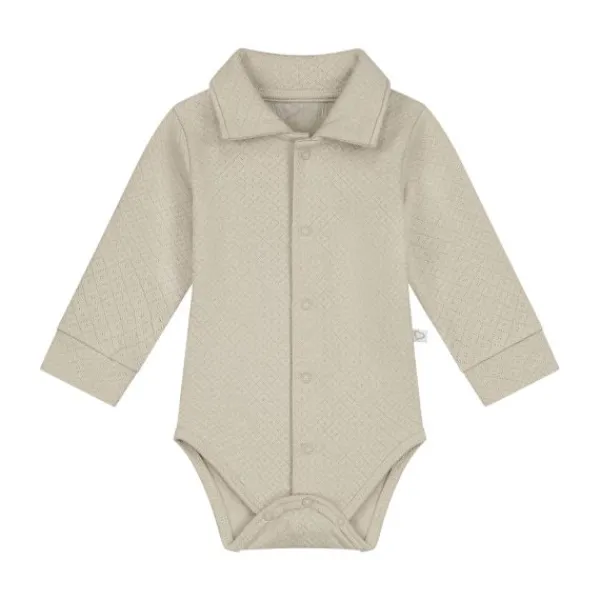 Mats & Merthe Noah Romper Met Kraag Lange Mouw light Brown 3 Mnd Sale