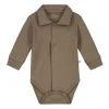 Mats & Merthe Noah Romper Met Kraag Lange Mouw Taupe 6 Mnd Hot