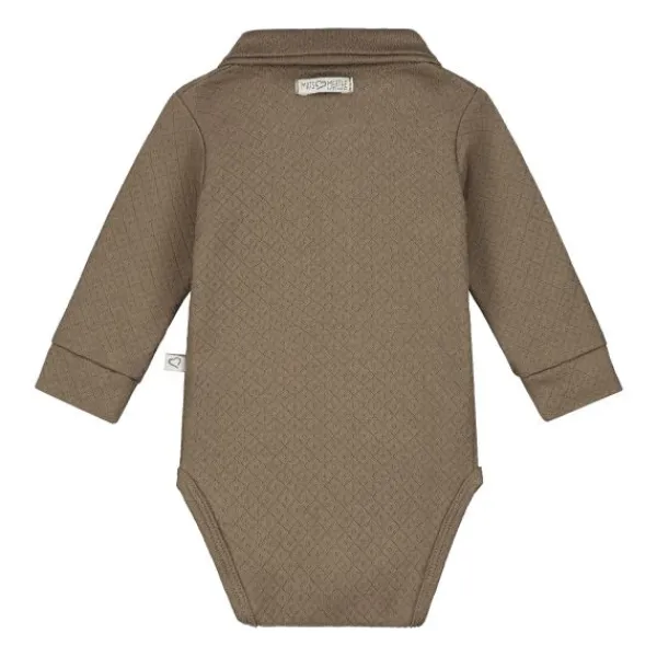 Mats & Merthe Noah Romper Met Kraag Lange Mouw Taupe 6 Mnd Hot