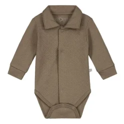 Mats & Merthe Noah Romper Met Kraag Lange Mouw Taupe 1 Mnd Clearance