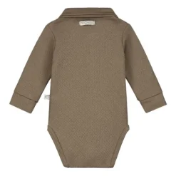 Mats & Merthe Noah Romper Met Kraag Lange Mouw Taupe 1 Mnd Clearance
