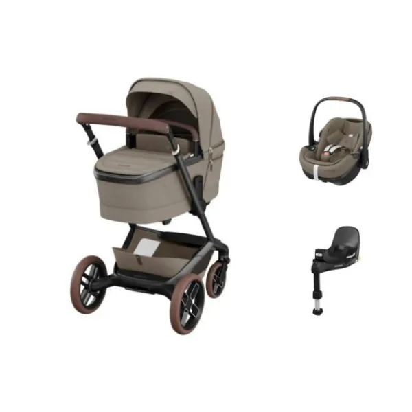 Maxi-Cosi Fame Kinderwagen 4-in-1 - Twillic Truffle | Maxi-Cosi Pebble 360 Pro 2 Autostoeltje | FamilyFix 360 Pro New