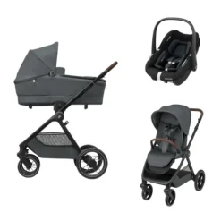 Maxi-Cosi Oxford+ Kinderwagen 3-in-1 - Twillic Graphite | Maxi-Cosi Pebble S Autostoeltje - Tonal Black Best