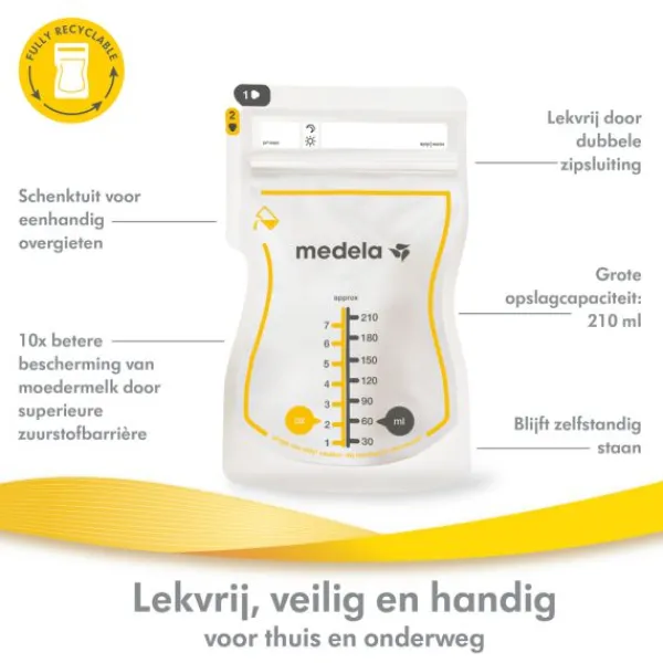 Medela Moedermelkbewaarzakjes met schenktuit - 210 ml - 25 stuks New