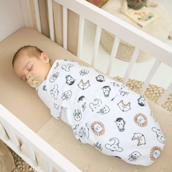Meyco Baby Animal swaddle inbakerdoek gevoerd - multicolour - 0-3 maanden Hot