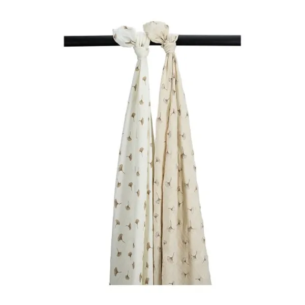 Meyco Baby Gingko Swaddles - 2-Pack - Offwhite/Soft Sand - 120x120 cm Sale