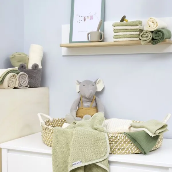 Meyco Baby Popcorn Badcape - 75 x 75 cm - Soft Olive Discount