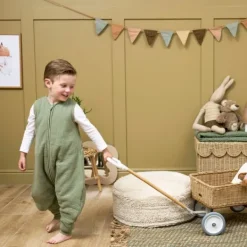 Meyco Baby Slaapzak Jumper Winter Hydrofiel Uni Pre-Washed Olive Green 80 cm New