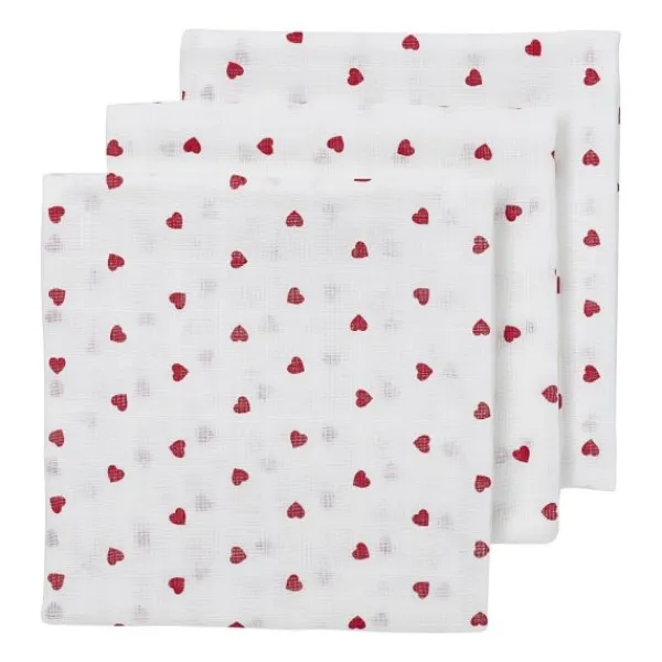 Meyco Baby Sweet Heart Hydrofiele Doeken - 70 x 70 cm - 3-Pack - Red Discount