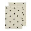 Meyco Baby Sweet Heart Washandjes - 2-Pack - Soft Sand/Black - 20x17 cm