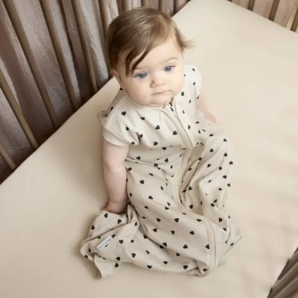 Meyco Baby Sweet Heart Zomerslaapzak - 90 cm - Soft Sand/Black