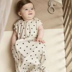 Meyco Baby Sweet Heart Zomerslaapzak - 90 cm - Soft Sand/Black