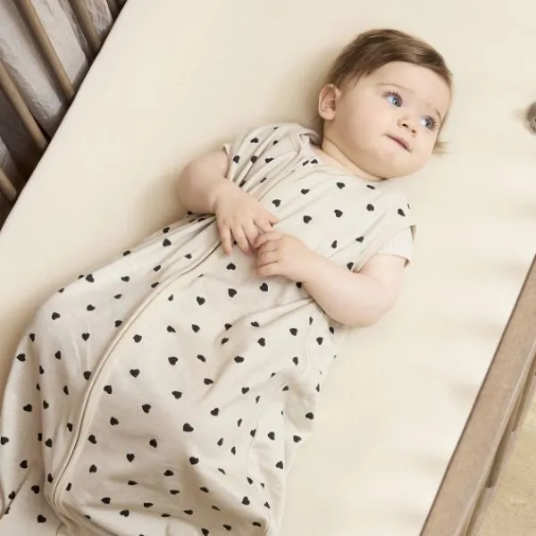 Meyco Baby Sweet Heart Zomerslaapzak - 90 cm - Soft Sand/Black