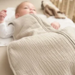 Meyco Baby Uni Baby Slaapzak Gevoerd - 90 cm Pre-Washed hydrofiel - Sand Sale