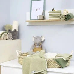 Meyco Baby Uni Monddoekjes - 3 Stuks - Pre-Washed Hydrofiel - 30 x 30 cm - Naturel/Soft Olive/Olive Green Olijf Online