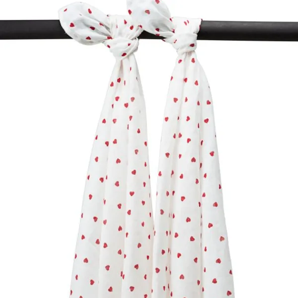 Meyco Sweet Heart Swaddle - 120 x 120 cm - 2-Pack - Red Outlet