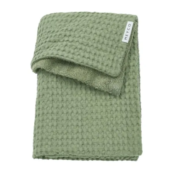 Meyco Wafel Teddy Ledikantdeken - 100 x 150 cm - Olive Green Clearance