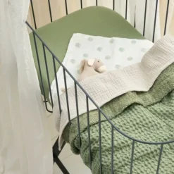 Meyco Wafel Teddy Ledikantdeken - 100 x 150 cm - Olive Green Clearance