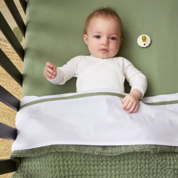 Meyco Wafel Teddy Ledikantdeken - 100 x 150 cm - Olive Green Clearance