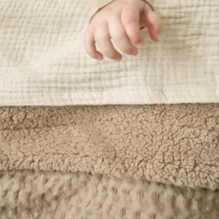 Meyco Wafel Teddy Ledikantdeken - 100 x 150 cm - Olive Green Clearance