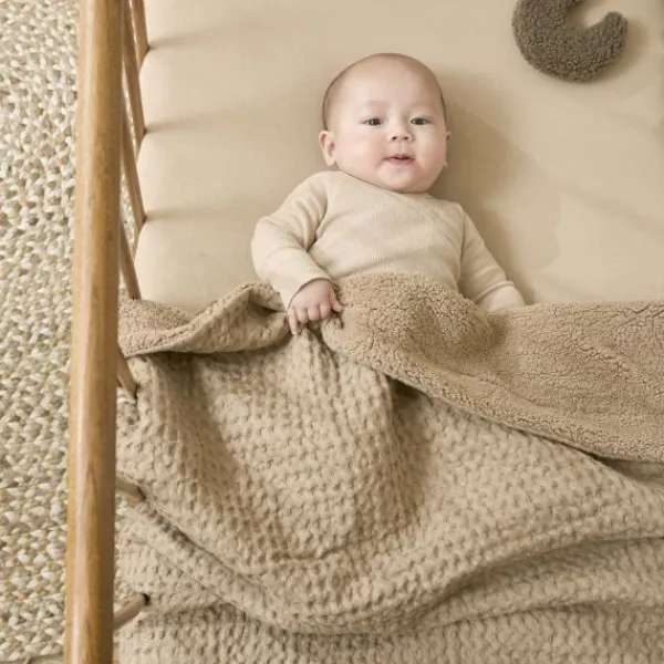 Meyco Wafel Teddy Ledikantdeken - 100 x 150 cm - Olive Green Clearance