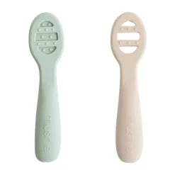 Mushie Baby Lepels 2-Pack - Cambridge Blue/Shifting Sand New