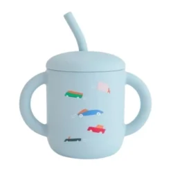 Mushie Siliconen Oefenbeker Met Rietje - Retro Cars Clearance