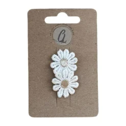 Ootje Kadootje Babyhaarclipje - Margrietjes - Wit/Zand - 1 st. Clearance