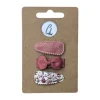 Ootje Kadootje Babyhaarclipjes - Fleurs / Strikje / Dusty Rose Linnen - 3 st. Outlet