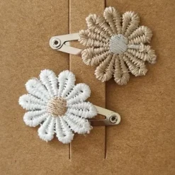 Ootje Kadootje Kant Bloem / Grote Strik Haarclip Zand New