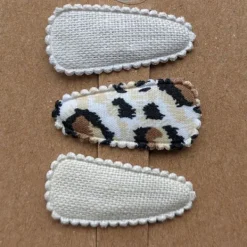 Ootje Kadootje Linnen Panter Haarclip - Creme / Beige Best