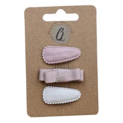 Ootje Kadootje Spring Haarclip - Dusty Roze / Strik / Ivoor – 3 stuks Discount