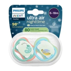 Philips Avent Ultra Air Fopspeen - 6-18 Mnd - 2 Stuks - Plant-based - Glow In The Dark New