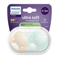 Philips Avent Ultra Soft Fopspeen - 0-6 Mnd - 2 Stuks - Plant-based Clearance