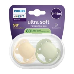Philips Avent Ultra Soft Fopspeen - 0-6 Mnd - 2 Stuks - Plant-based Clearance