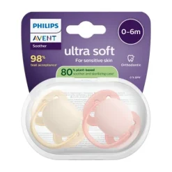 Philips Avent Ultra Soft Fopspeen - 0-6 Mnd - 2 Stuks - Plant-based Clearance