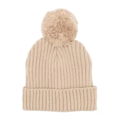 Puck Knit Pompom Muts - Woolwhite Hot