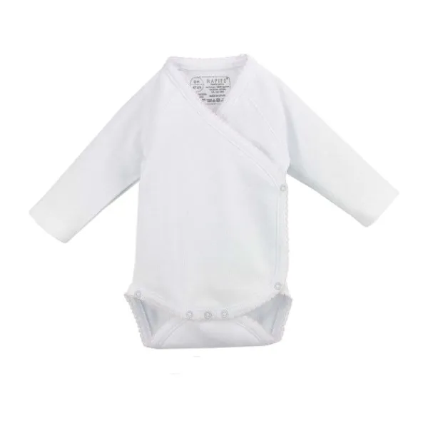 Rapife Overslagromper Lange Mouw Met Sierrand White Mt. 50 New