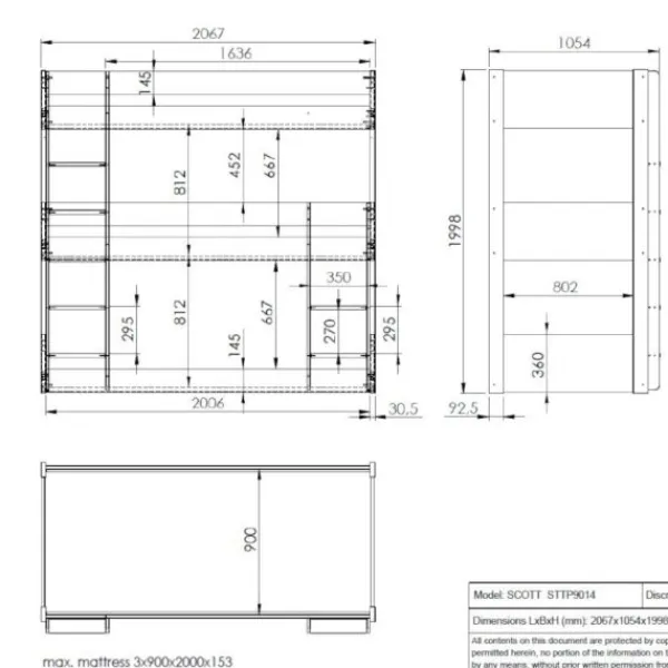 Vipack Scott Triple Stapelbed - Wit - 90 x 200 cm Sale