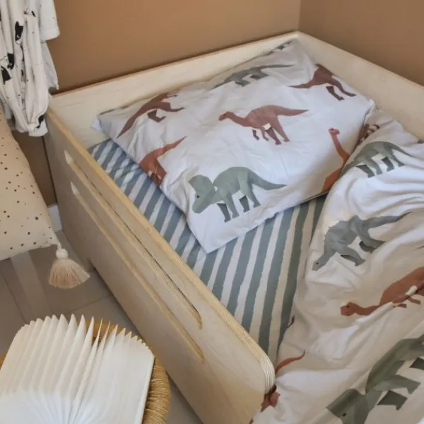 Studio Ditte Dekbedovertrek - Dinosaurus - 120 x 150 cm - Lichtgrijs Online