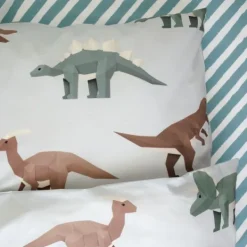 Studio Ditte Dekbedovertrek - Dinosaurus - 120 x 150 cm - Lichtgrijs Online