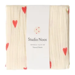 Studio Noos Swaddle - Light Blue Hearts - 70x70 cm New
