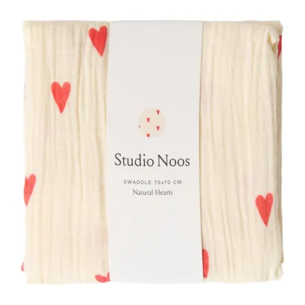Studio Noos Swaddle - Light Blue Hearts - 70x70 cm New