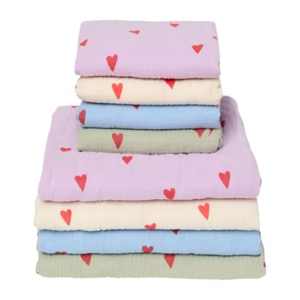 Studio Noos Swaddle - Light Blue Hearts - 70x70 cm New